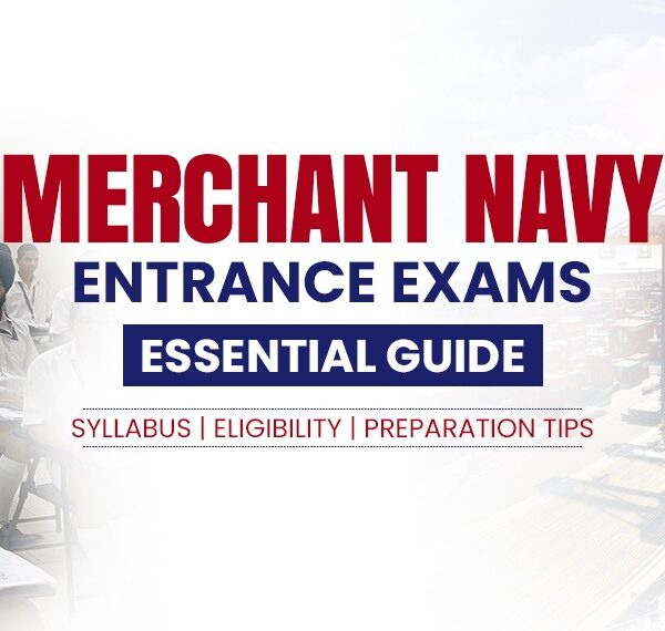 Merchant Navy Entrance exam guide featuring students sitting in the classroom appearing for exams