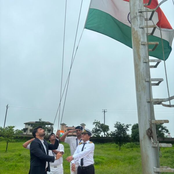 Flag Hoisting on 80th Indian Independence Day by the dierctor, principal, and students of Training Ship Varren